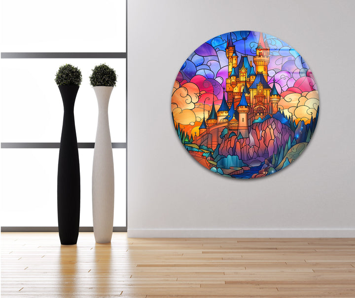 Colored Stained Castle Glass Wall Art glass pictures for Wall, glass prints wall art
