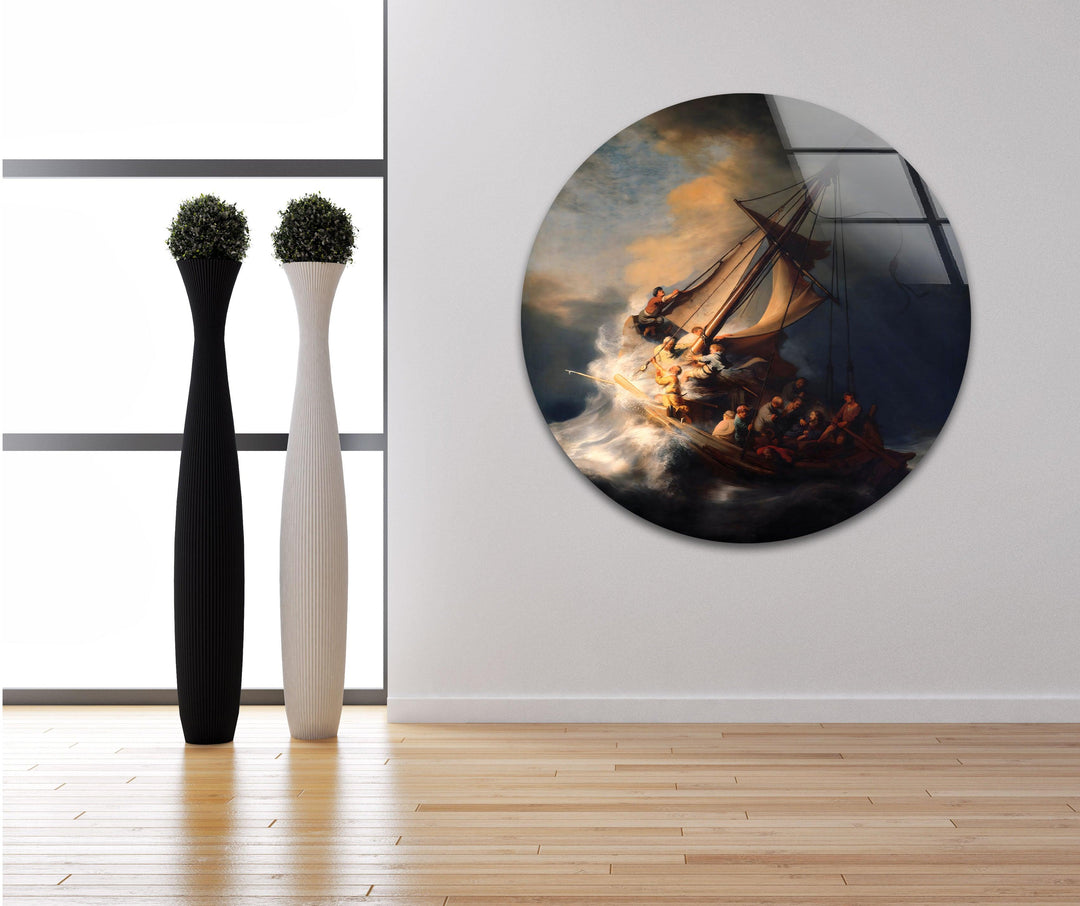 Storm in the Sea of Galilee Rembrandt Glass Wall Art glass image printing, glass prints from photos
