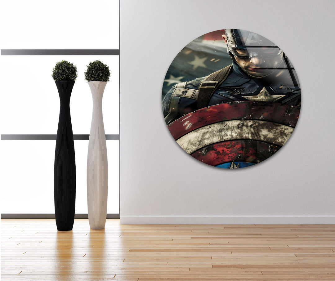 Masked Captain America Glass Wall Art glass pictures for Wall, glass prints wall art
