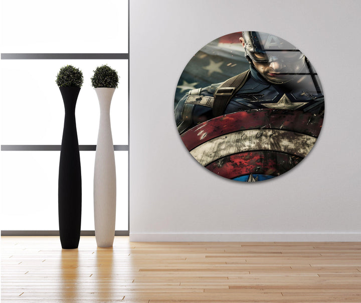 Masked Captain America Glass Wall Art glass pictures for Wall, glass prints wall art
