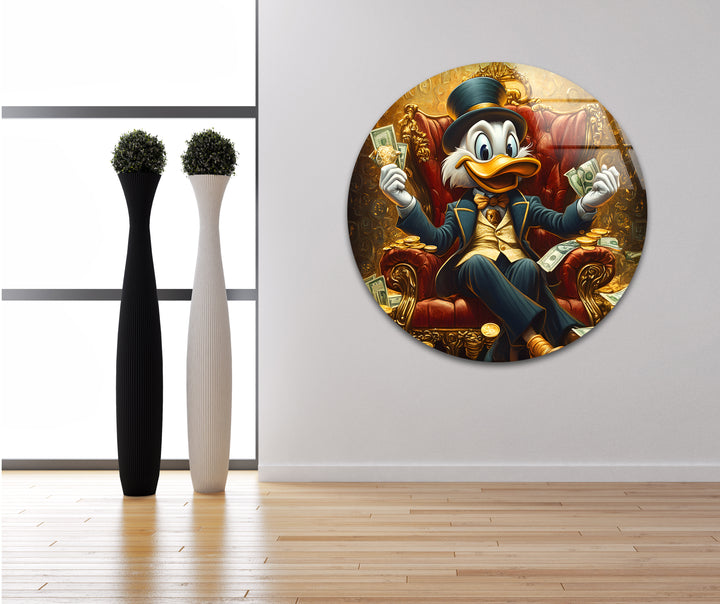 Rich & Boss Scrooge McDuck Glass Wall Art custom glass pictures, glass art prints
