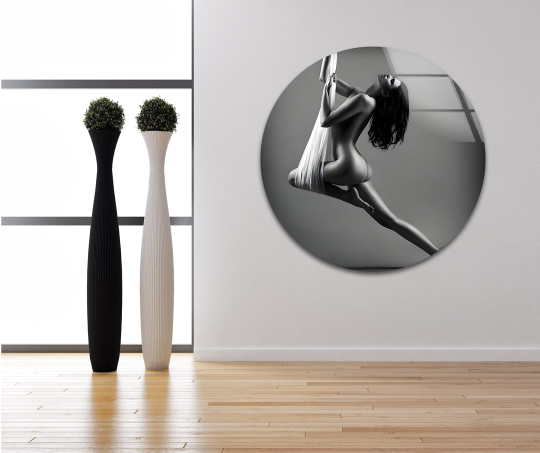 Glass wall art featuring captivating erotic nude and sexy artistic elements
