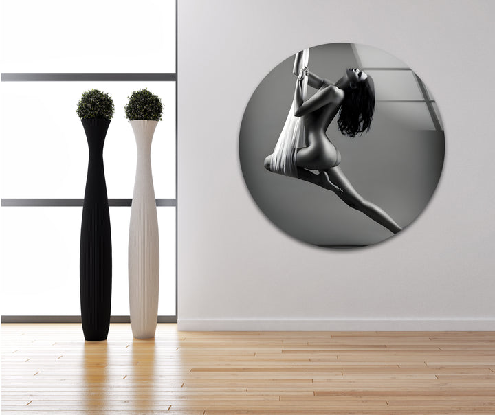 Glass wall art featuring captivating erotic nude and sexy artistic elements
