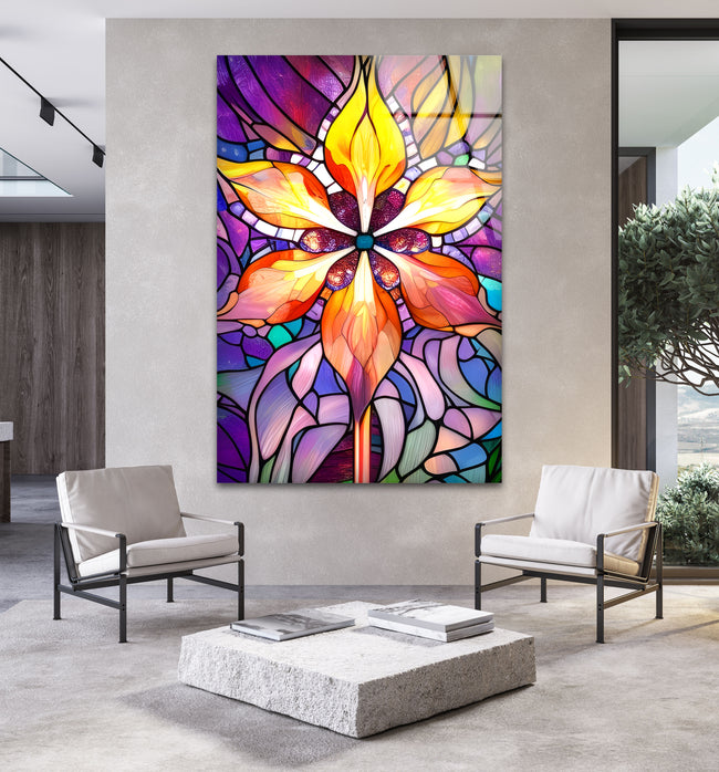 Flower Tempered Glass Wall Art