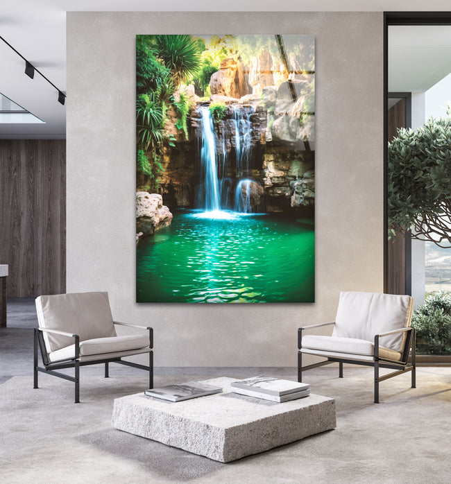 Waterfall View Tempered Glass Wall Art