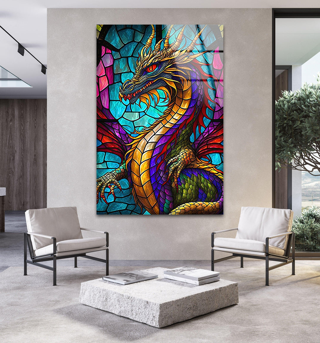 Evil Dragon Glass Wall Art stained glass wall art, stained glass wall decor
