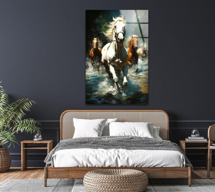 Horses Running Glass Wall Art Glass Printing Wall Art, Print photos on glass