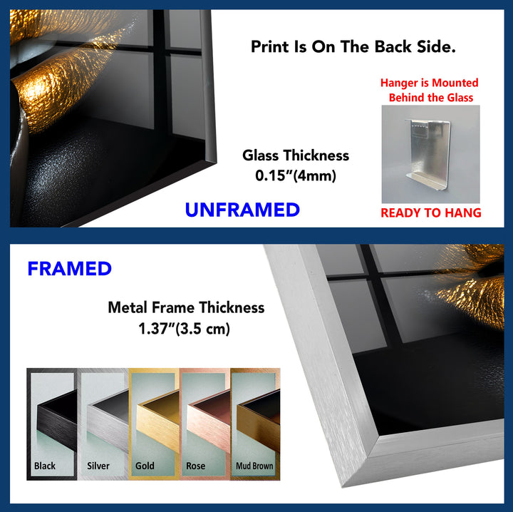 Schwarz-goldene Lippen als Wanddekoration: Ein auffälliges Design auf Glas
