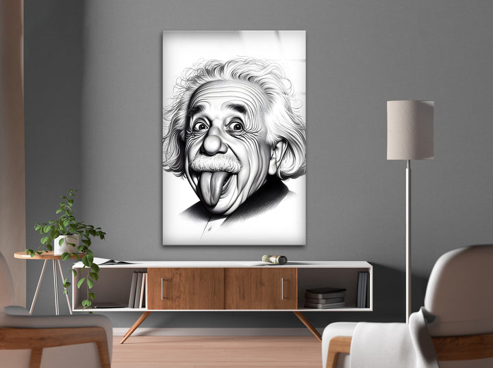 A perfect combination of humor and intellect, this framed black and white art of Einstein is a must-have for any space.

