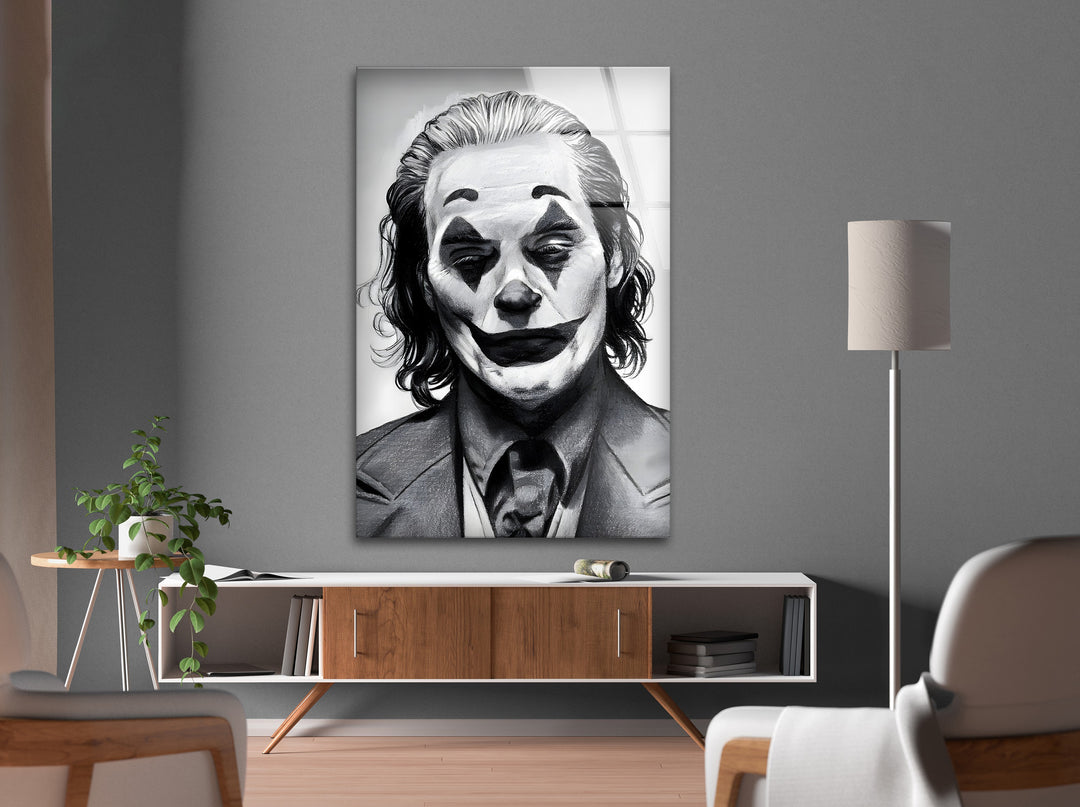 Joker: Captivating Cinematic Art in Black and White on Glass
