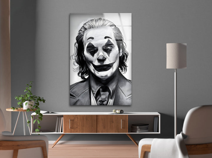 Joker: Captivating Cinematic Art in Black and White on Glass

