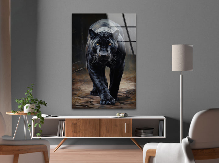 Black Puma Glass Wall Art glass image printing, glass prints from photos
