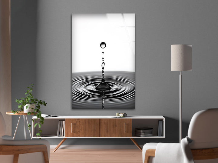 Stunning black-and-white water drop art, ideal for contemporary and minimalist decor.
