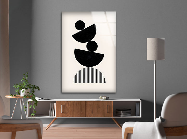 Abstrakte geometrische Kunst in Schwarzweiß – Moderner minimalistischer Wanddruck
