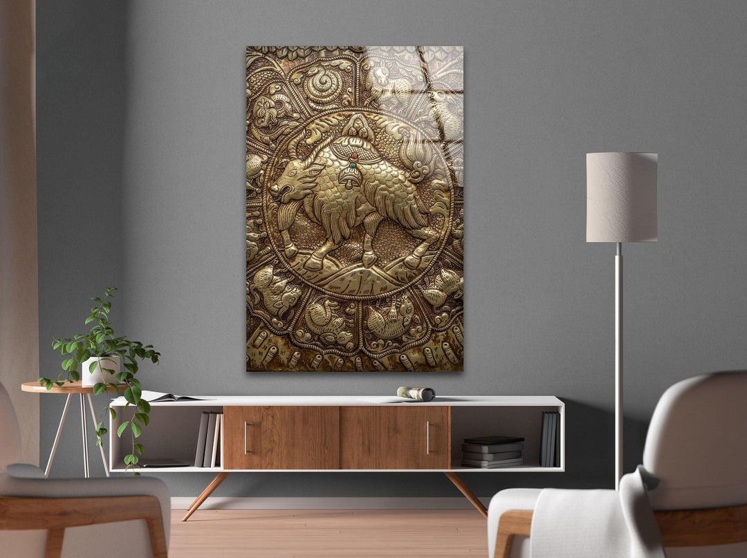 Stained Bull Design Glass Wall Art photo print on glass, prints on glass wall art
