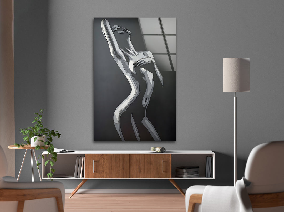 Abstrakte Aktskulptur – Moderner Schwarz-Weiß-Fine-Art-Wanddruck