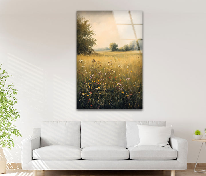 Golden Meadow Bloom – Wildflower Field Oil Painting