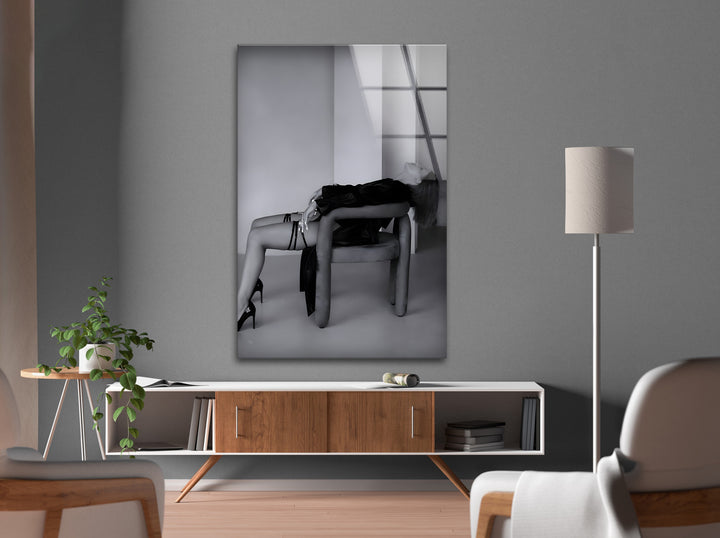 A beautifully detailed black and white framed art piece capturing the essence of style and poise.

