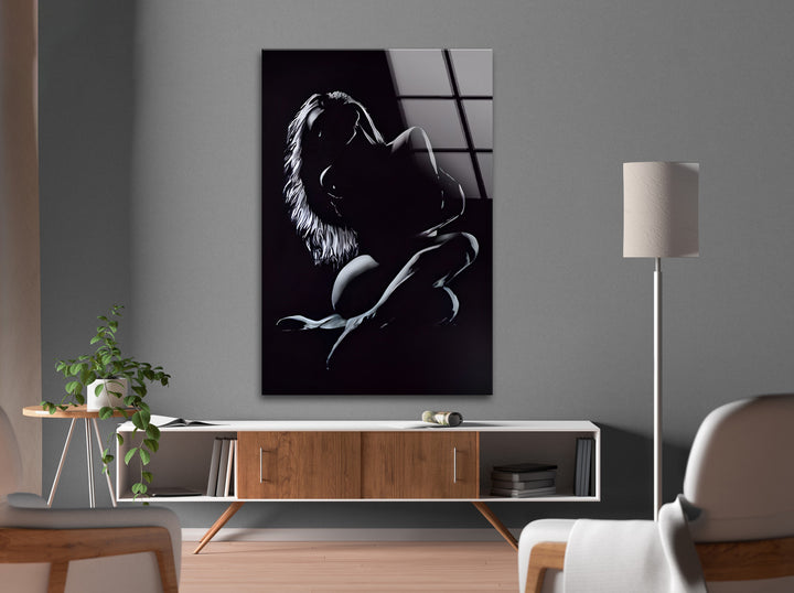Elegante Akt-Silhouette – Sinnliche Wandkunst in Schwarz-Weiß