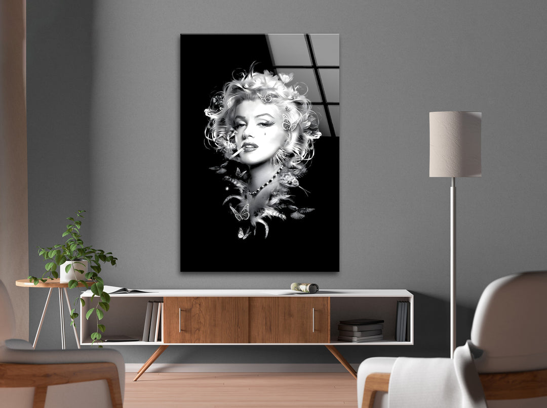 Marilyn Monroe: Captivating Black and White Art on Glass
