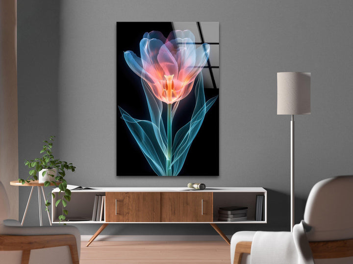 Colorful Xray Flower Glass Wall Art, glass photo prints, glass picture prints