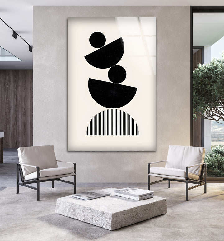 Abstrakte geometrische Kunst in Schwarzweiß – Moderner minimalistischer Wanddruck