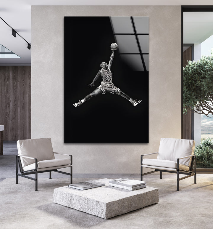 Michael Jordan sports art on tempered glass
