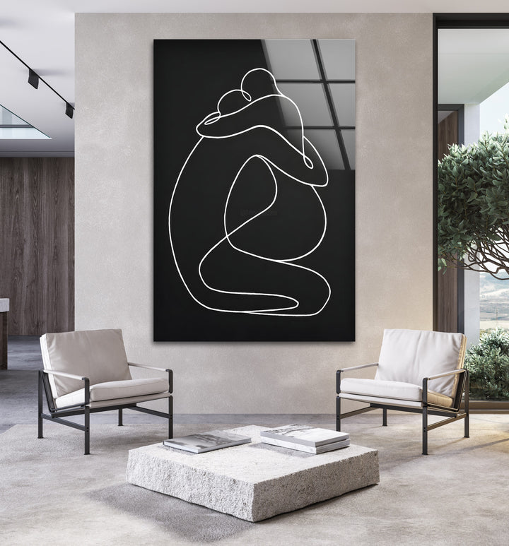 Couple's Embrace: Elegant minimalist art symbolizing love and togetherness.
