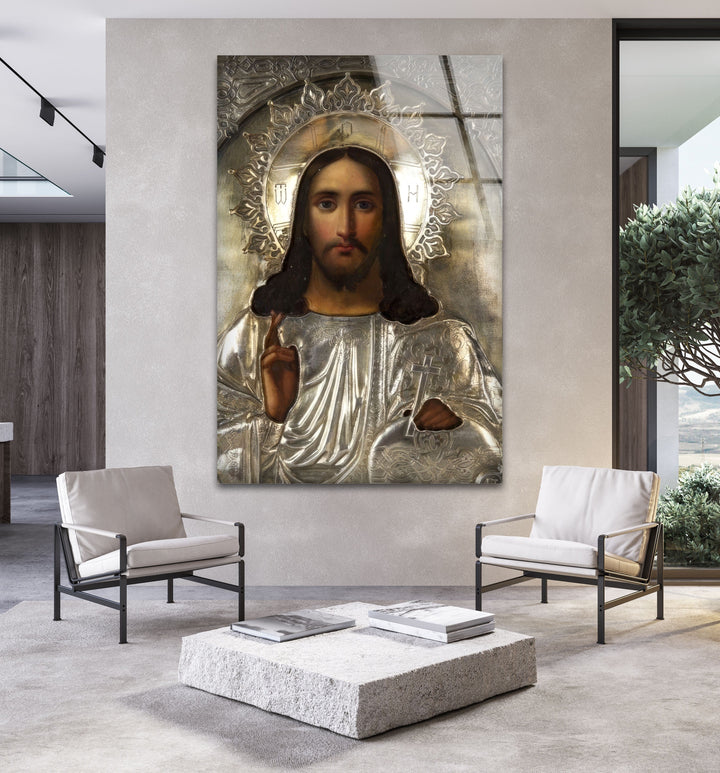 Jesus Portrait Glass Wall Art large glass photo prints, glass wall photos
