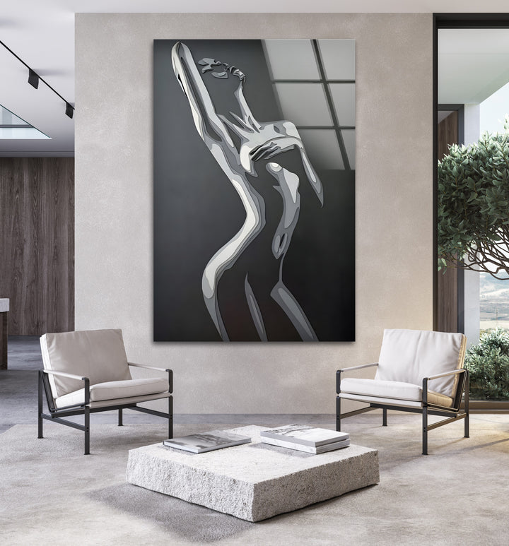 Abstrakte Aktskulptur – Moderner Schwarz-Weiß-Fine-Art-Wanddruck