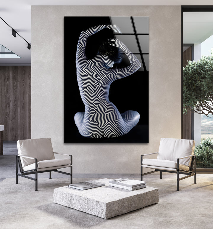 Abstrakte Körperkunst – Schwarz-Weiß-geometrische Akt-Wandkunst