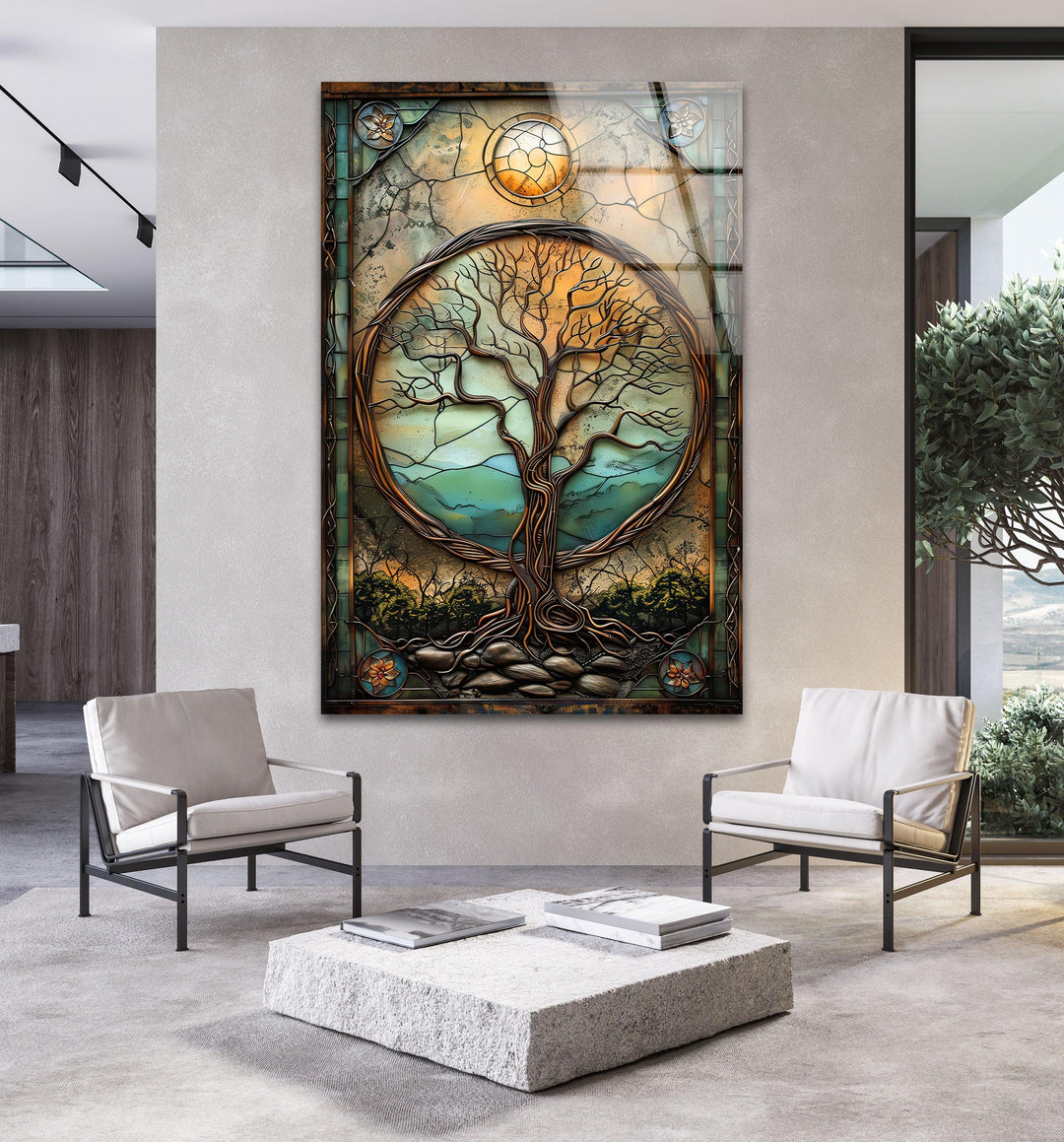 Life Of Tree Vintage Picture Glass Wall Art glass photo prints, glass picture prints