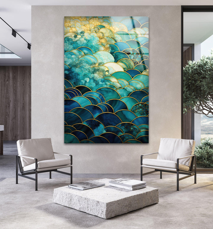 Stained Green and Gold Glass Wall Art custom glass pictures, glass art prints