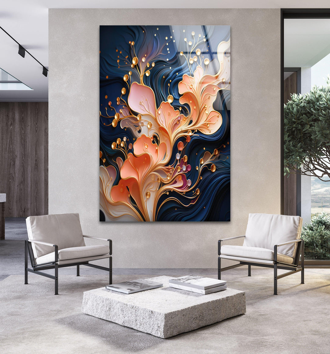 Floral Colorful Abstract Glass Wall Art, glass pictures for Wall, glass prints wall art
