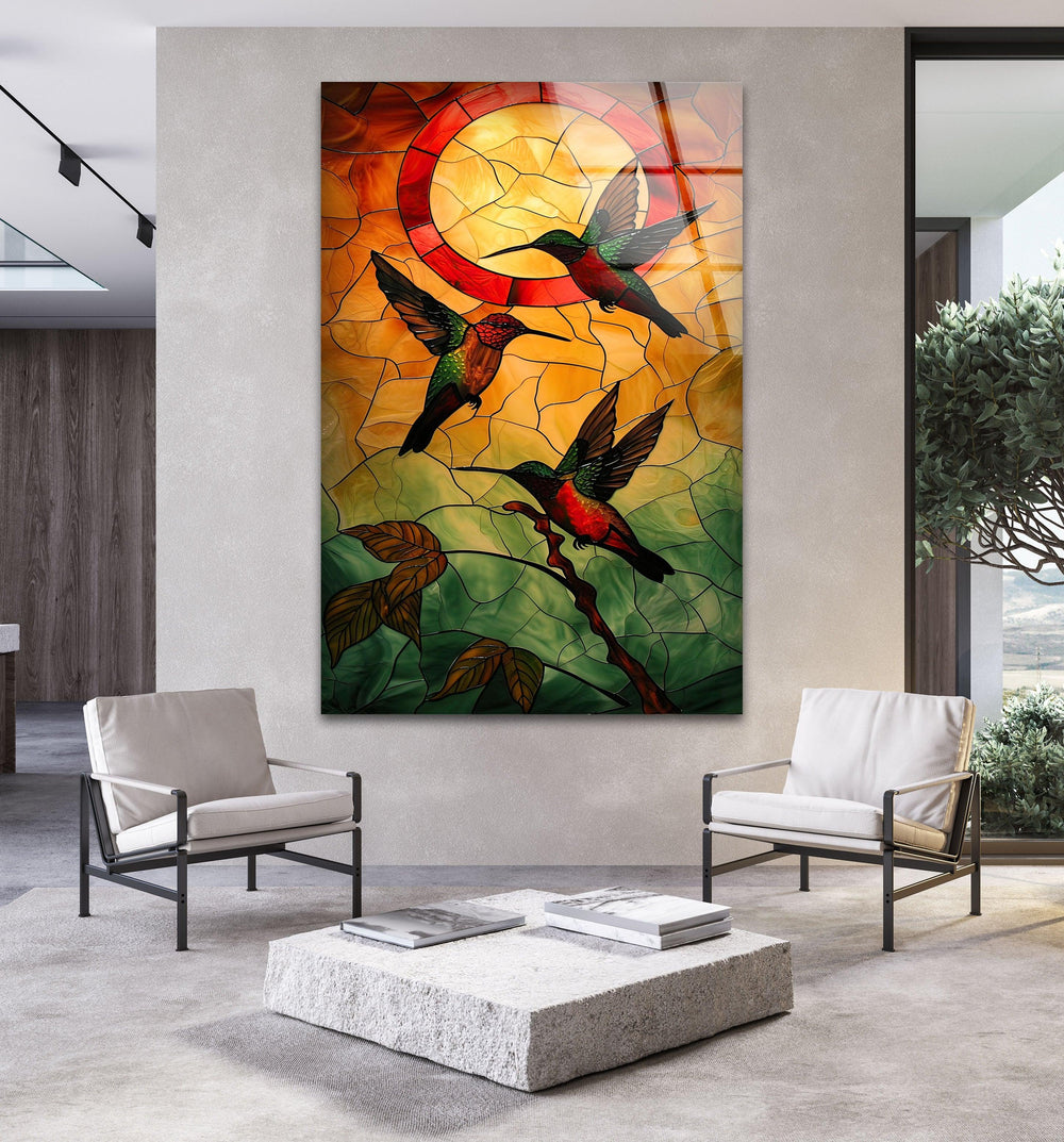 Stained Hummingbirds Wall Art Glass Printing Wall Art, Print photos on glass