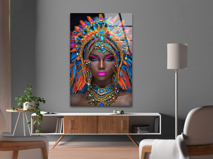 Bunte afrikanische Portrait-Wandkunst aus Glas