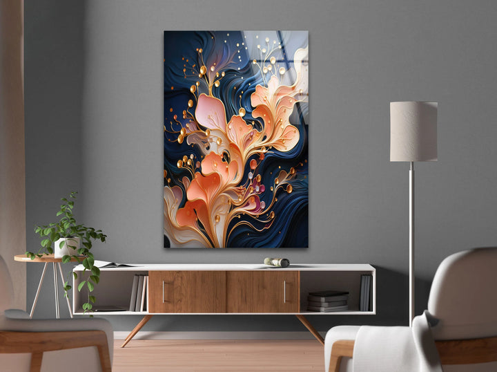 Floral Colorful Abstract Glass Wall Art, glass image printing, glass prints from photos