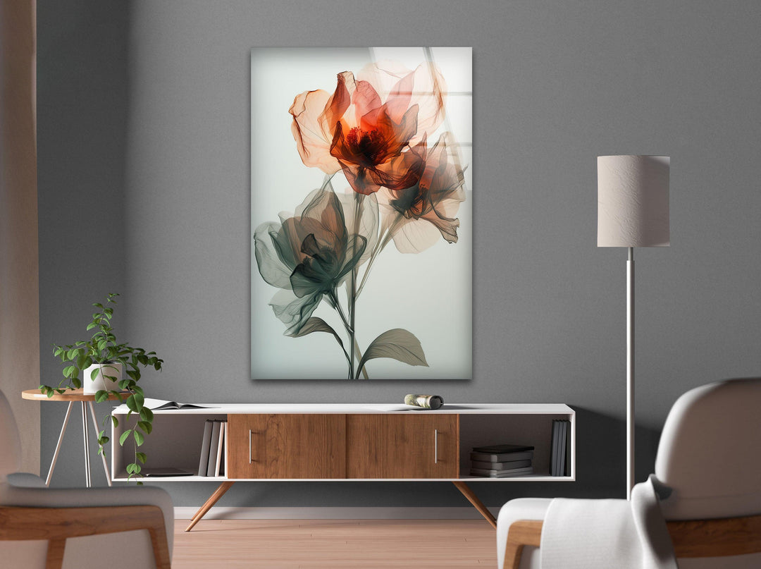 Watercolor Red Flower Glass Wall Art, Glass Printing Wall Art, Print photos on glass