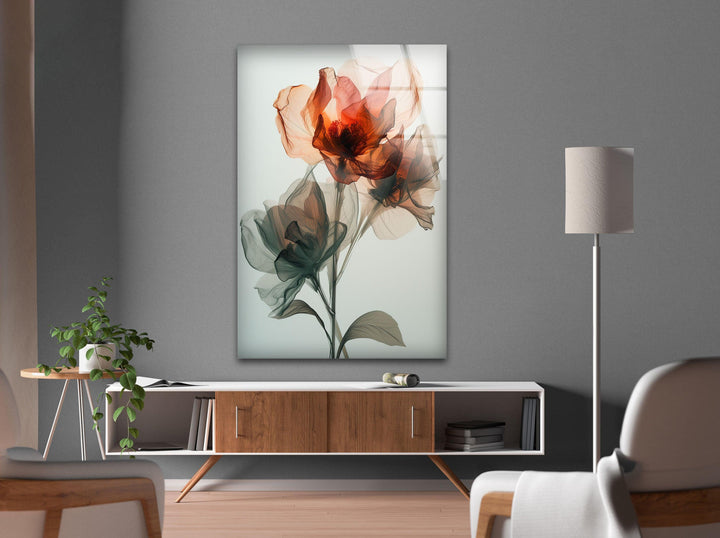 Watercolor Red Flower Glass Wall Art, Glass Printing Wall Art, Print photos on glass