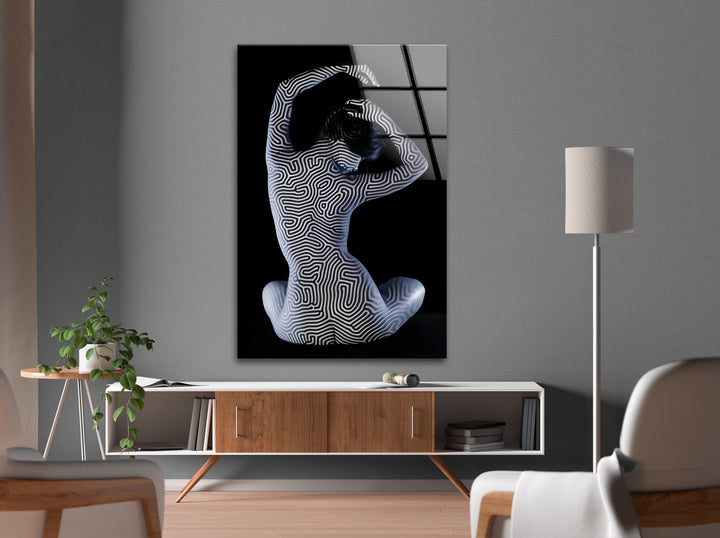 Abstrakte Körperkunst – Schwarz-Weiß-geometrische Akt-Wandkunst