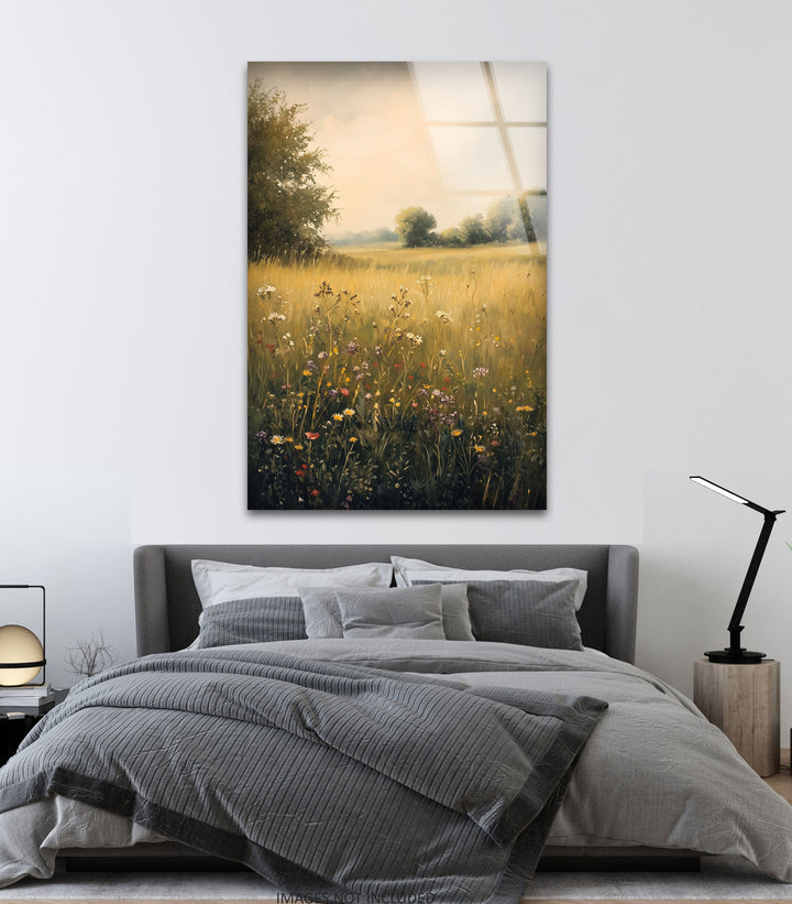 Golden Meadow Bloom – Wildflower Field Oil Painting