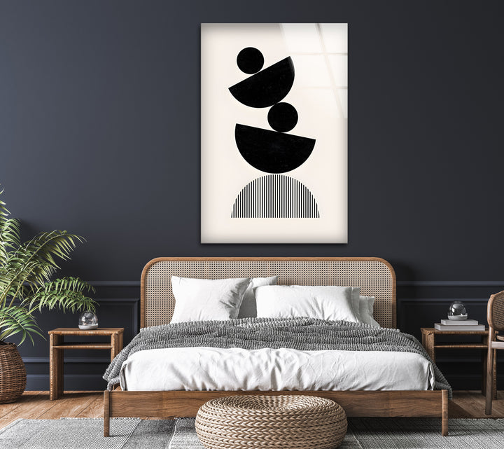 Abstrakte geometrische Kunst in Schwarzweiß – Moderner minimalistischer Wanddruck