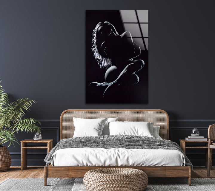 Elegante Akt-Silhouette – Sinnliche Wandkunst in Schwarz-Weiß