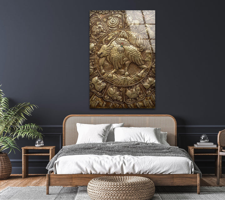 Stained Bull Design Glass Wall Art custom glass pictures, glass art prints
