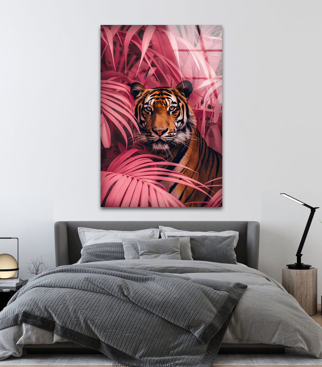 Crimson Canopy Stare – Majestic Tiger Animal Glass Wall Art