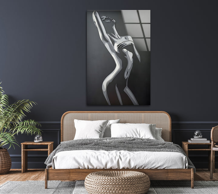Abstrakte Aktskulptur – Moderner Schwarz-Weiß-Fine-Art-Wanddruck