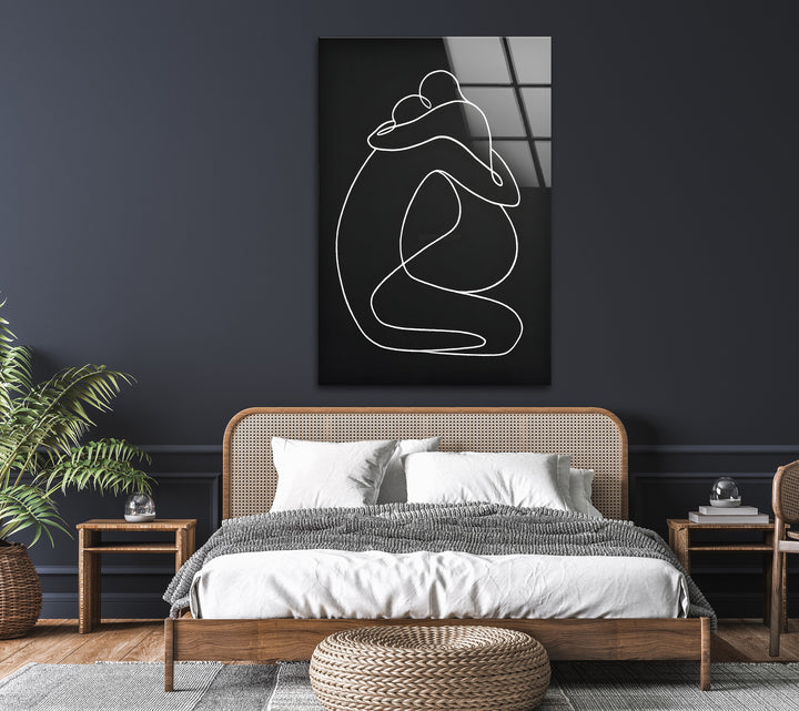 Couple's Embrace: A romantic and simple line art that brings warmth to any space.
