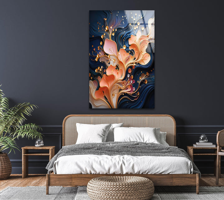 Floral Colorful Abstract Glass Wall Art, glass photo prints, glass picture prints