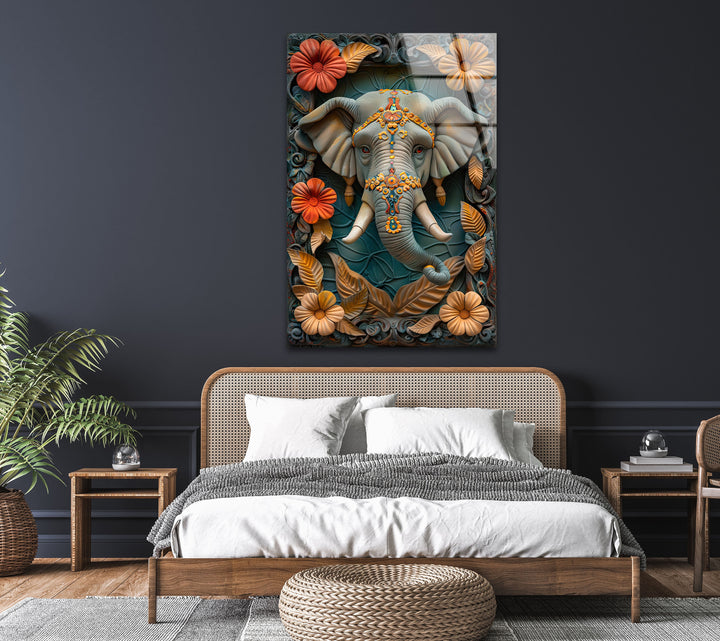 Hindu Elephant Glass Art Painting Collections