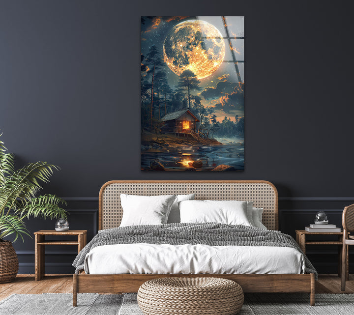 Nature-inspired wall decor with a dreamy moonlit forest setting.
